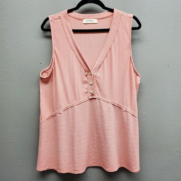 A Beautiful Soul Tops - A Beautiful Soul Tank Top Womens Extra Large Pink Sleeveless Button Ribbed Shirt